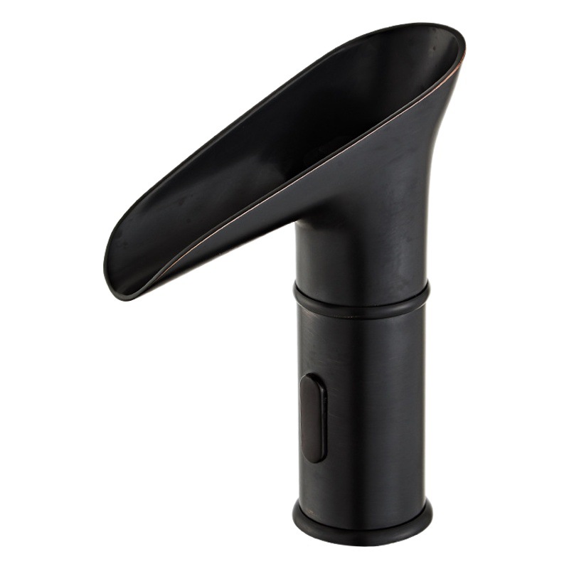 Baño lavabo inducción grifo cobre negro inteligente inducción color-cambio luminoso caliente y frío cascada grifo