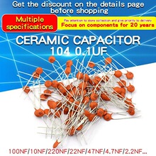 100pcs Ceramic Capacitor 104 0.1uF 100PF 50V 30PF 103 0.01UF