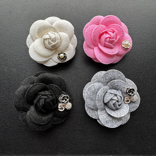French High-grade Fragrance Camellia Brooch 5 Letters Corsage Handmade Fabric Flower Accessories Headwear Pin