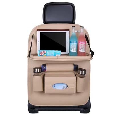 Car storage bag/box car seat back hanging bag - beige-46-65