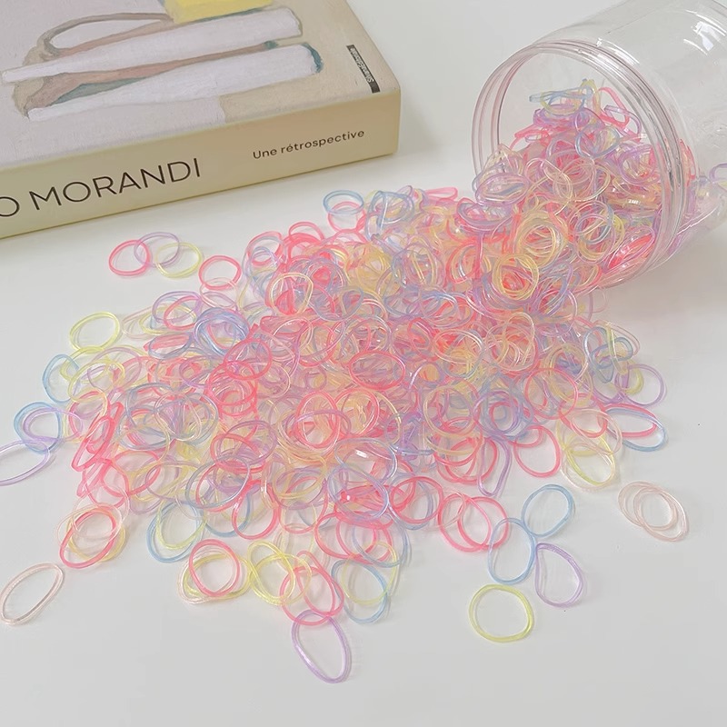 Banda de goma desechable para el cabello no lastimado Anillo de goma para trenza de niña Banda de goma Color Valor de alta cuerda elástica para el cabello Tocado