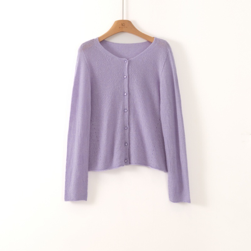 [Seamless One] Cashmere Blended Knitted Cardigan for Women to Wear Outerwear in Autumn and Winter, Loose Slimming Skin Friendly Sweater