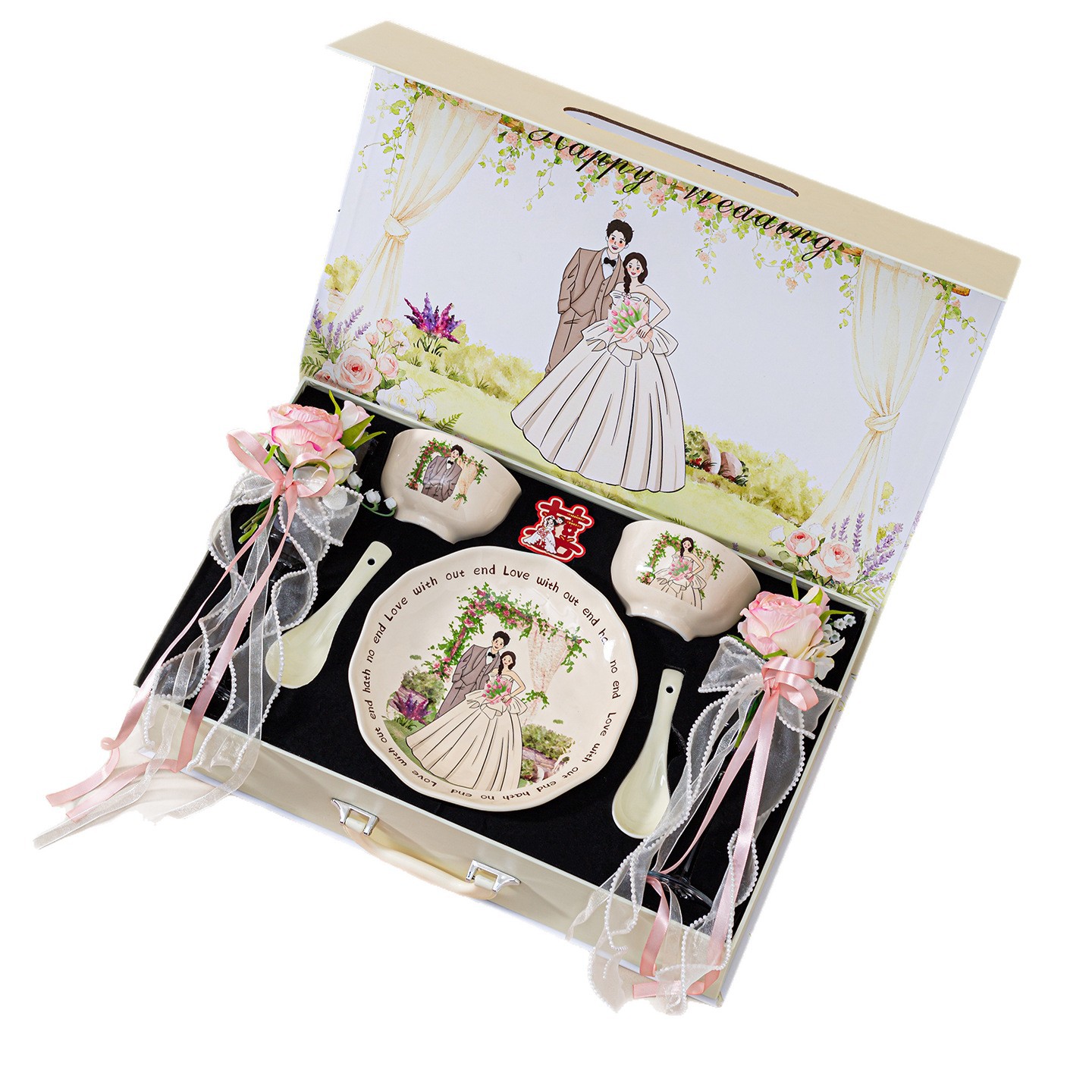 Conjunto de cubiertos de bodas y compromiso para la novia y la novia. Práctico regalo de mano. Plato de palillos y palillos. entrega de 48 horas. image 6