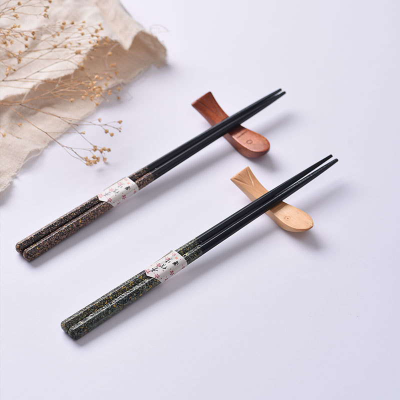Zhenbaomu creativo bambú palillos niebla oro y plata vajilla palillos chino impreso dibujos animados palillos gran cantidad descuento