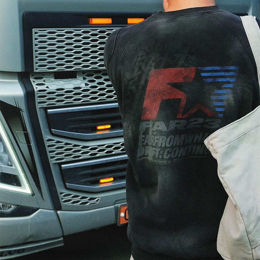 FarArchive23aw de alta calidad limpia lavados con agua de carreras impresión de hombro bordado de cuello redondo de moda nicho chaqueta