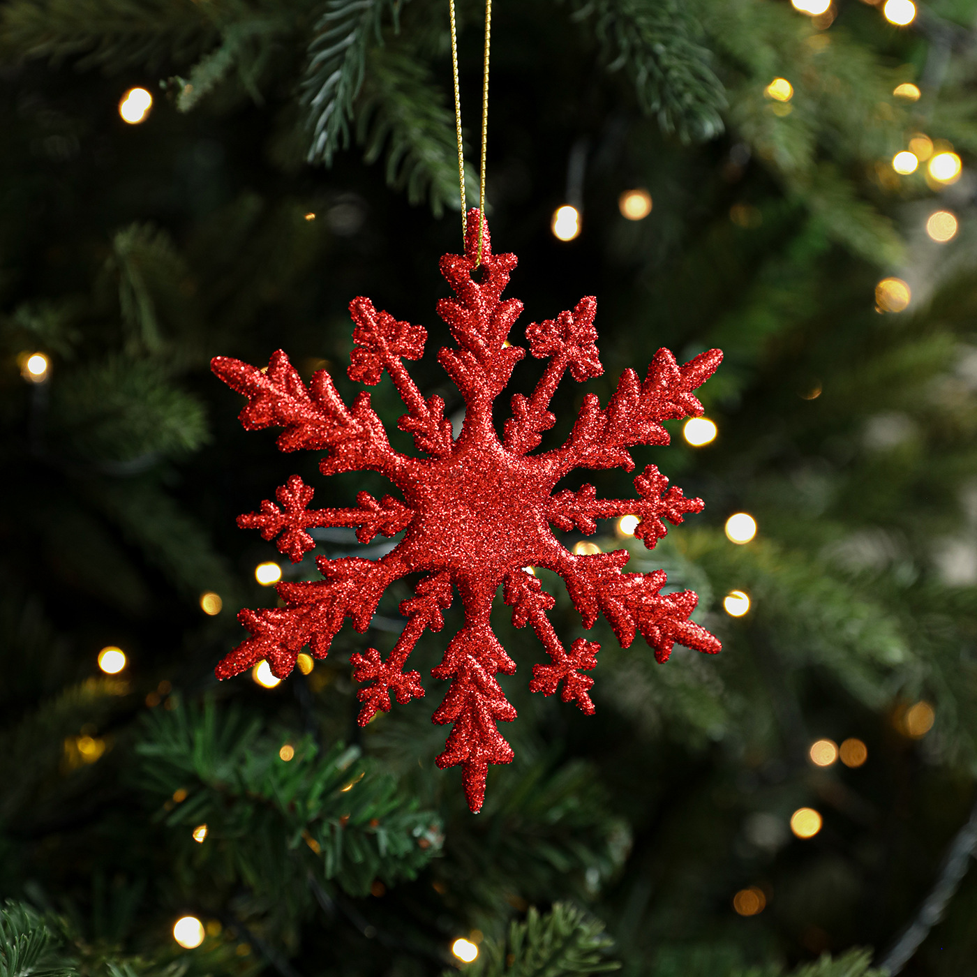 Nuevo transfronterizo 11CM plástico adhesivo flocos de nieve colgante caja de árbol de Navidad accesorios de decoración accesorios de color