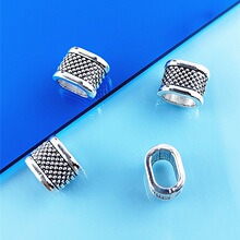 1.5*1.2cm个性DIY手工锌合金饰品皮革手带装饰串珠大孔径波点筒珠