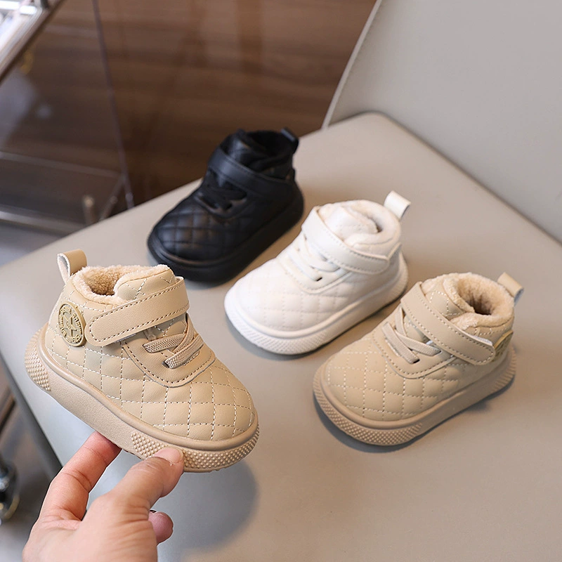 Детская обувь мужская зимняя бархатная 0 1-3 года Младенческая хлопчатобумажная обувь мягкая подошва нескользящая для девочек теплая обувь снежная вата