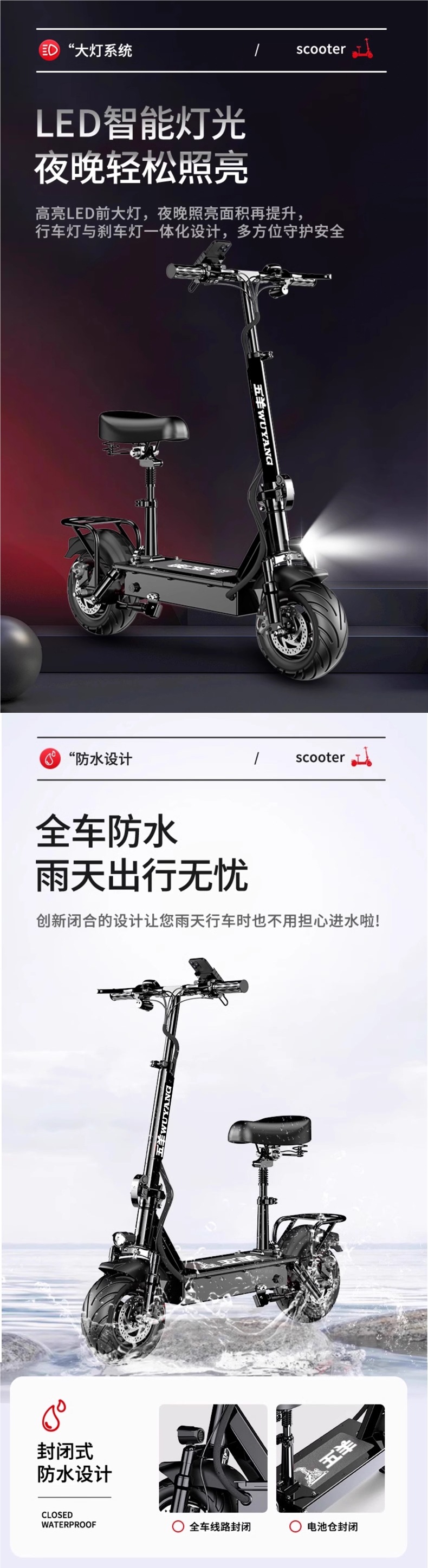 Wuyang Folding Electric Scooter Driving Adult Electric Vehicle Mini Two-Wheeler Small Car Battery Car