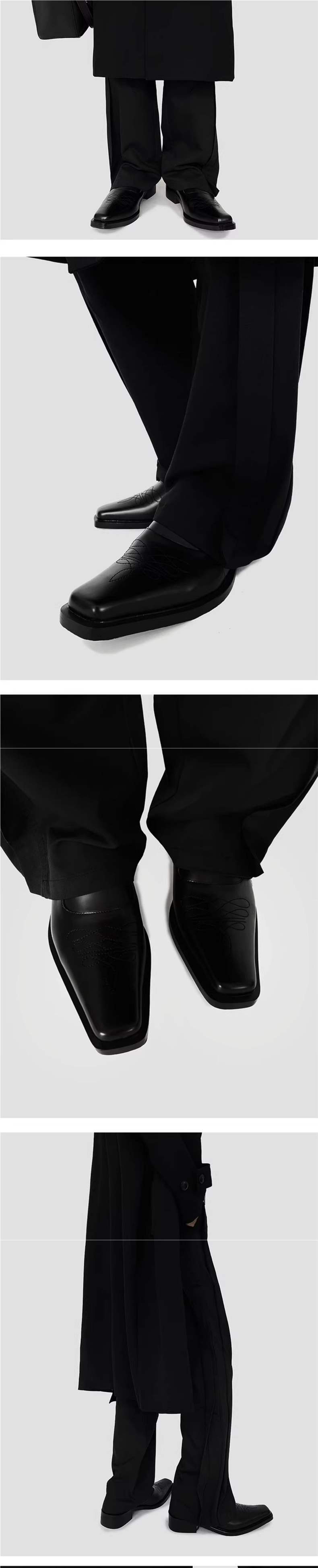 ShoeVault 2025 Niche Pointed Leather British Commuter Men's Height-Increasing New Derby Wizard Slip-On Busins Formal Low-Top_vogvips.com