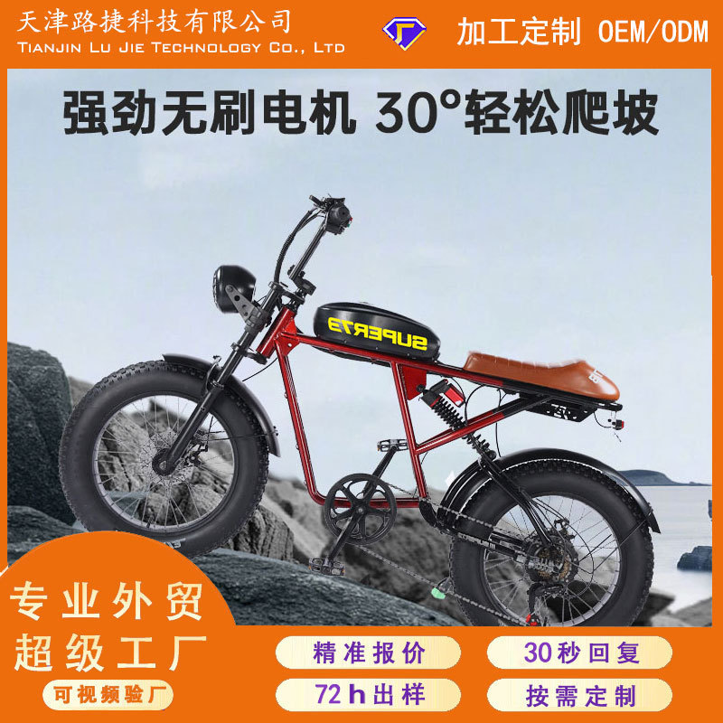Customized cross-border lithium battery-assisted electric bicycle cross-country fat tire snow electric bicycle European and American overseas warehouse generation