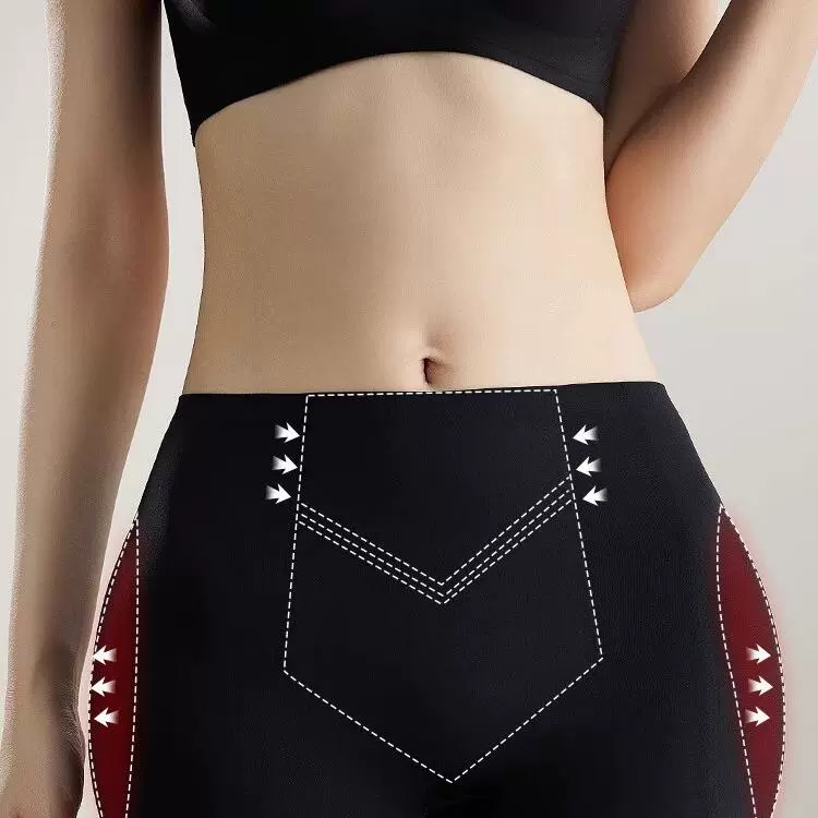 黑色高腰冰丝透气翘臀塑身收小腹提臀裤舒适美体平角内裤女士健身