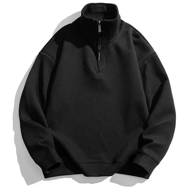 跨境美式半拉链设计感外套2025秋季立领开衫男士卫衣宽松男装现货