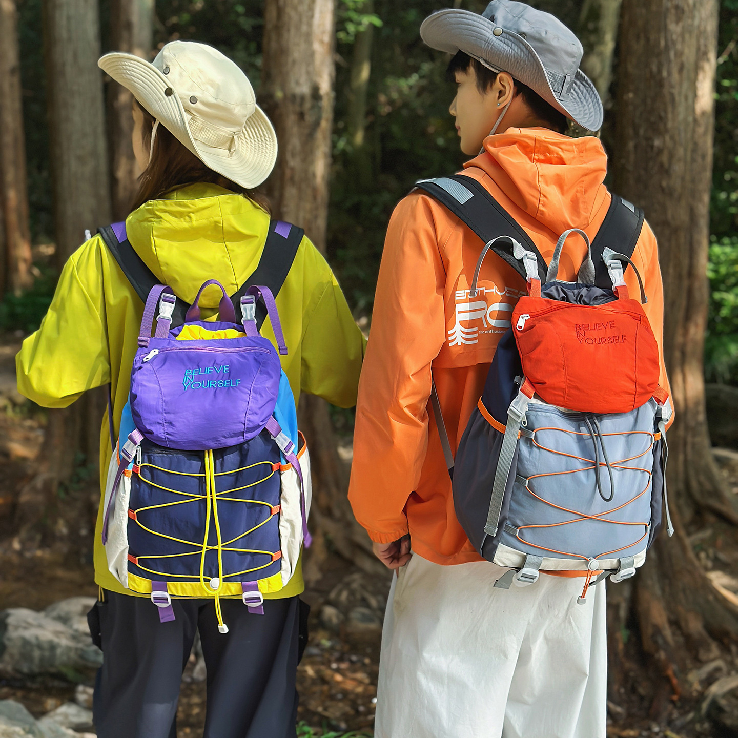 New Mountain-Style Outdoor Sports Bag, Detachable Lightweight Folding Mountaineering Bag, Contrasting Color Stitching, Cycling and Hiking Backpack