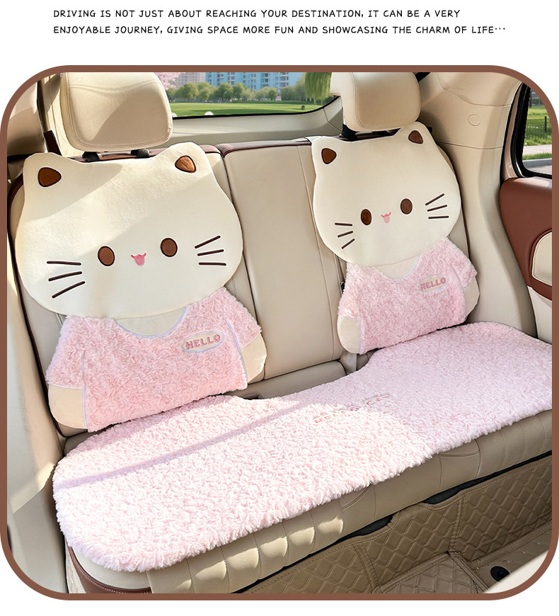 Winter Car Seat Cushion Cute Cartoon Cat Car Seat Cover Thick Plush Warm and Cute Car Seat Cushion