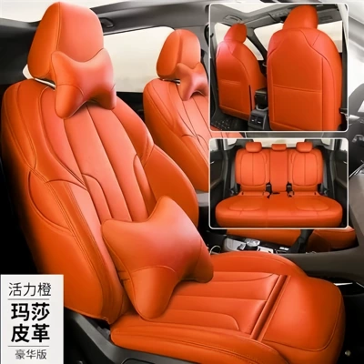 Modelə uyğun (Original) oturacaq örtükləri — for Beijing Hyundai Reina, YueDong - vibrant-orange-deluxe-edition-five-seater-nappa-leather-full-coverage-for-front-and-rear-rows