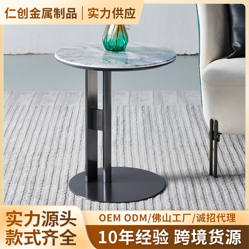 Italian-Style Light Luxury Marble Corner Table for Home Living Room, Rock Slab Coffee Table, Light Luxury Pandora Round Coffee Table
