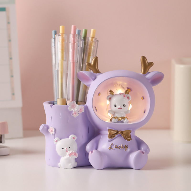Lámpara de estrella multifuncional de almacenamiento de bolígrafo para decoración de escritorio de dormitorio infantil