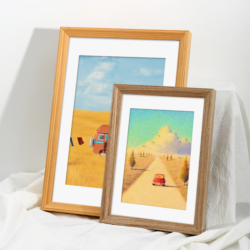 Wooden Frame for Wall Hanging Large Size Desk Picture Frame with Mounting 20-inch Natural Wood A3/A4 Poster Cross-stitch Outer Frame