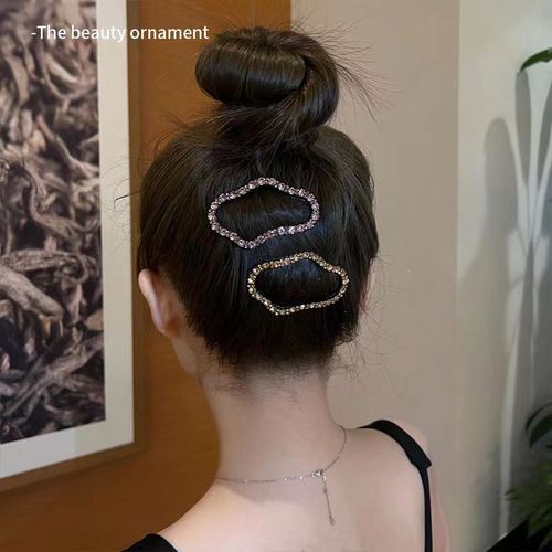 Rhinestone Hollow Cloud Shattered Hair Clip Feel Side Bangs Clip BB Clip One-Line Clip to Fix the Hair Clip on the Back of the Head