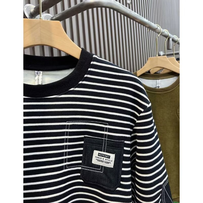 Sweat à capuche rayé pour homme style décontracté automne hiver_voghion.com