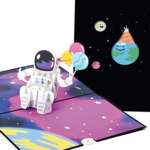 可爱卡通立体贺卡 ins宇航员太空人创意3d祝福卡片送小朋友生日卡