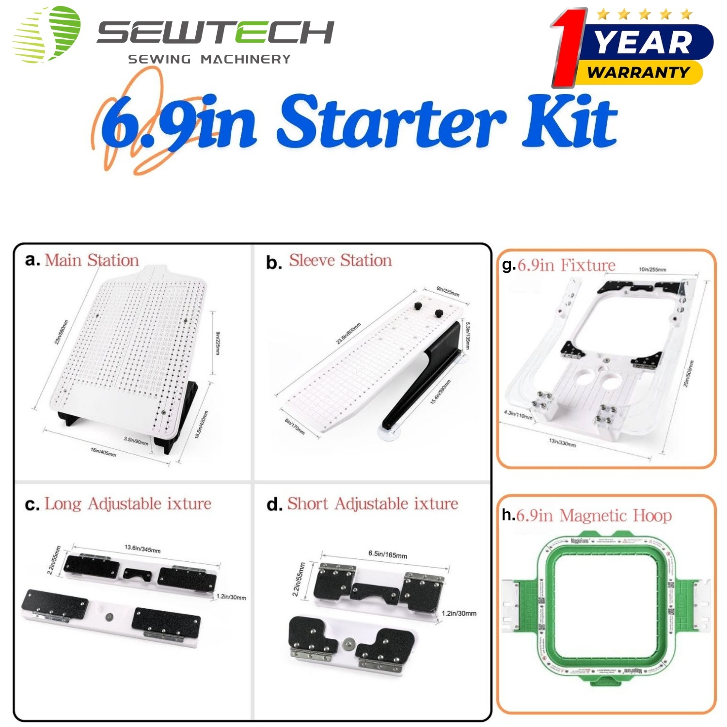 6.9 자수 프레임 세트에는 6.9inch 자석 프레임 1개가 포함되어 있습니다.