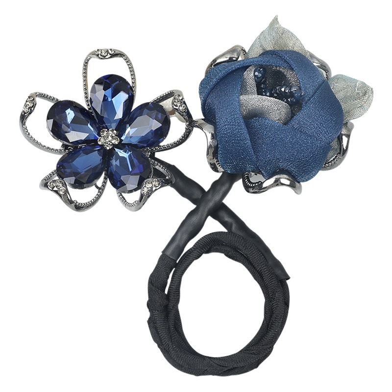 Platino Siya rizador de pelo cristal flor perezoso updo bola cabeza accesorios para el cabello 2023 Nueva gama alta hecha a mano updo varilla