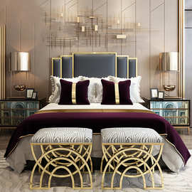 佛山厂家民宿卧室公寓酒店家具定制弹簧床垫海绵美式实木床架软床