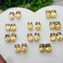 纯天然黄水晶耳钉 S925纯银精工镶嵌女2025年新款潮小众耳饰批发