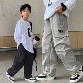 男童裤子2025春夏新款儿童中大童休闲时髦直筒工装裤男孩夏天长裤