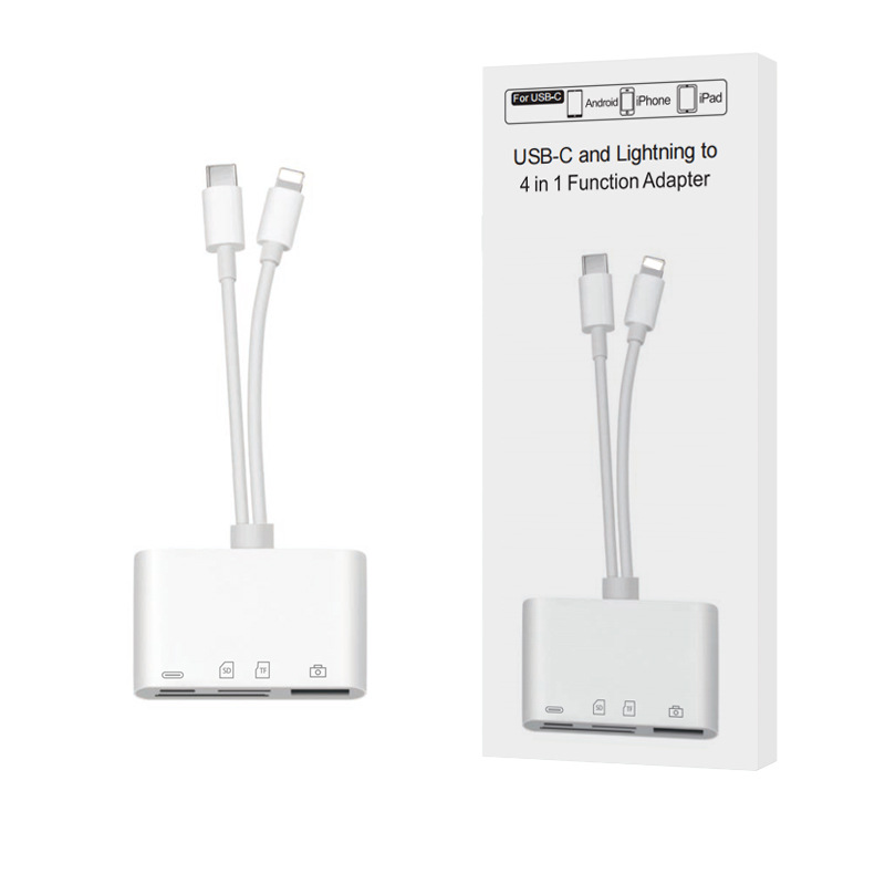 Adecuado para teléfonos móviles Apple 1615 Android, lector de tarjetas multifunción todo en uno con conexión Type-C para tarjetas SD, TF y CF.