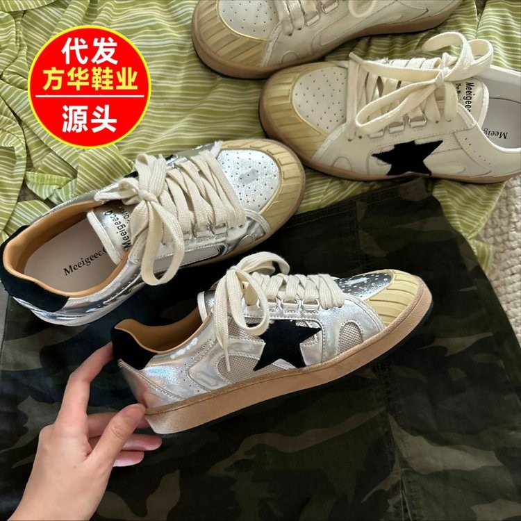 Outdoor Breathable Running Shoes Thick-Soled Dirty Star Sneakers for Women 2025 New Casual Sports Retro Moral Training Shoes