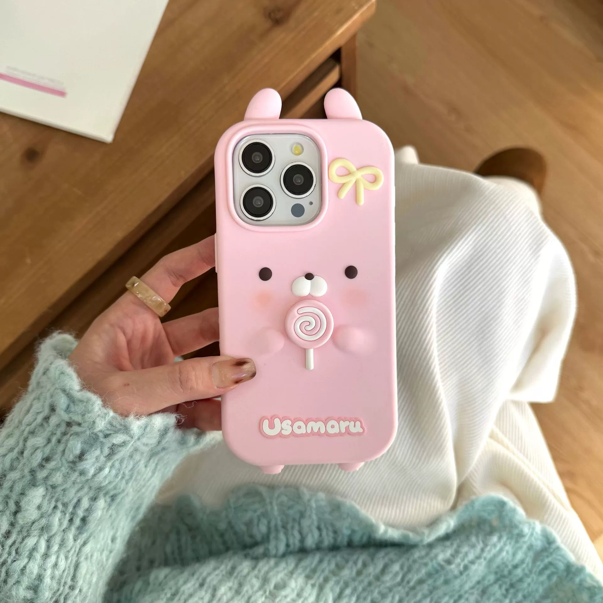 Яблоко, мультяшная симпатичная вращающаяся заяц, совместим с iPhone 16, iPhone 15 Pro, чехол для телефона, iphone, 15