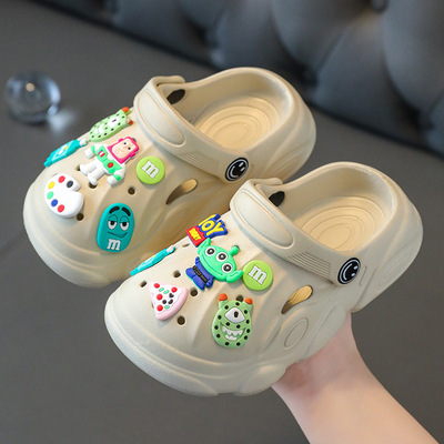 Детские нескользящие тапочки в стиле Crocs для мальчиков для выхода на улицу, семейный стиль