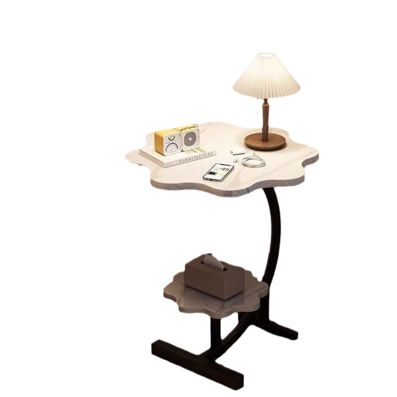 Meseta de noche moderna nórdica, mesa auxiliar de sofá de sala de estar, mesa pequeña simple, mesa de centro, estante simple para dormitorio