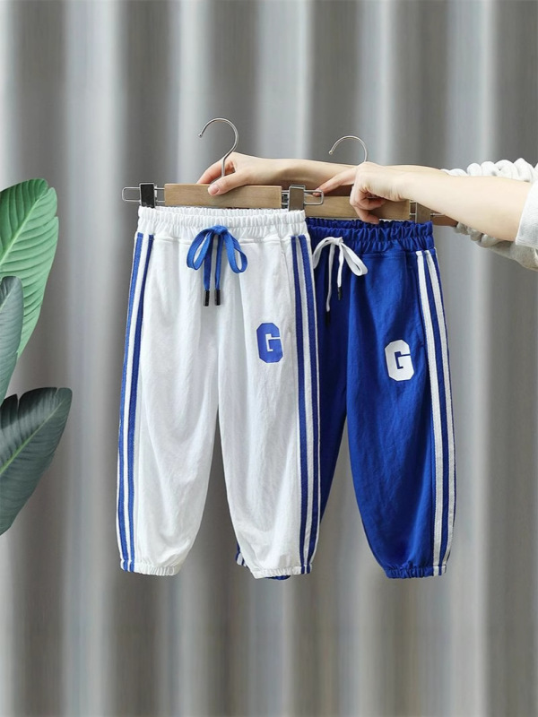 男の子アイスシルク薄い防蚊パンツ 2025 新しい子供の夏のスポーツパンツ子供男の子夏速乾性パンツ|undefined
