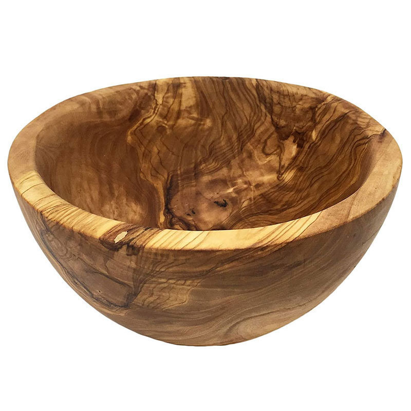 生产定制东莞外贸工厂木制餐具圆形木碗整木防烫碗橄榄木小沙拉碗