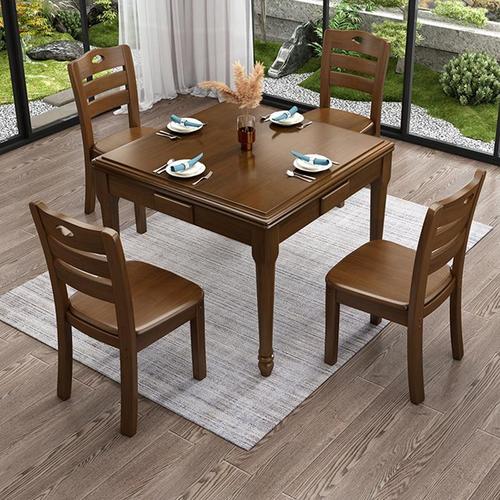 Modern simple solid wood mahjong table, two-hand rub home chess table, square chess table and chair combination