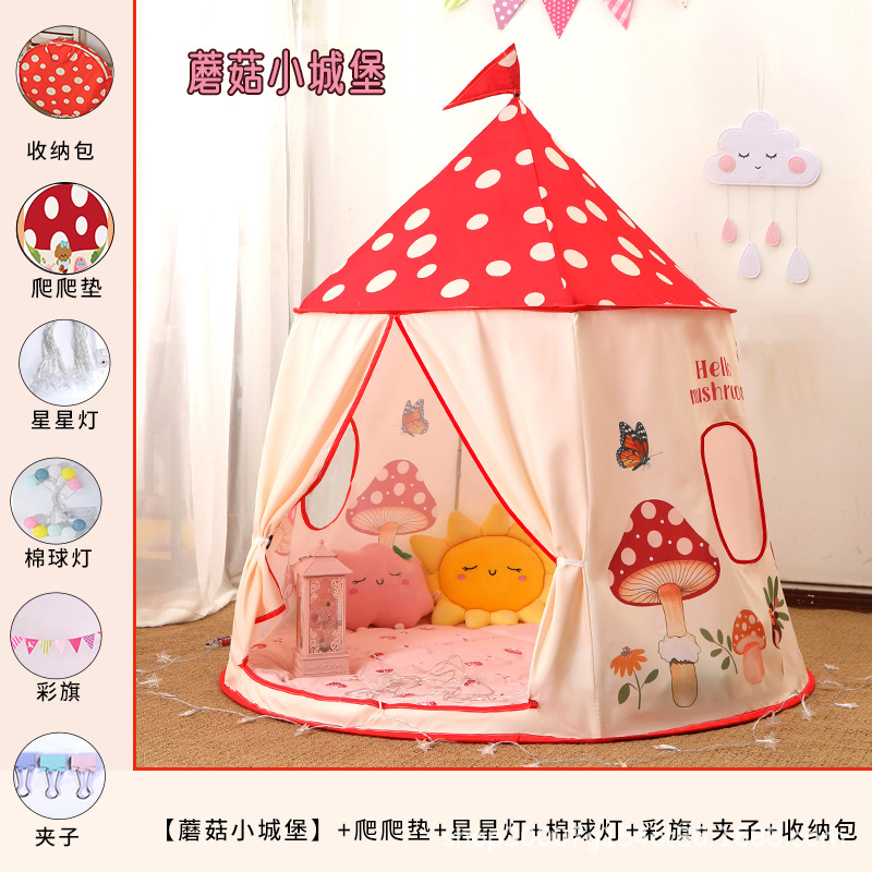 Tienda de campaña para niños en interiores niñas juegos de princesa casa de hongos hogar mochila de seguridad casa de juguetes para bebés