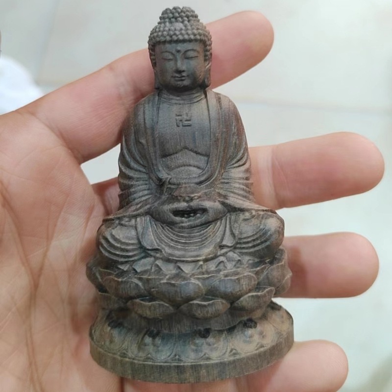 太行崖柏西方三圣塔如来佛祖木雕观音菩萨汽车摆件手把件实木家居|undefined