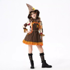 ハロウィン子供衣装かぼちゃ入れかかしロビンフッドファーム田园衣装女の子ワンピースハンター服