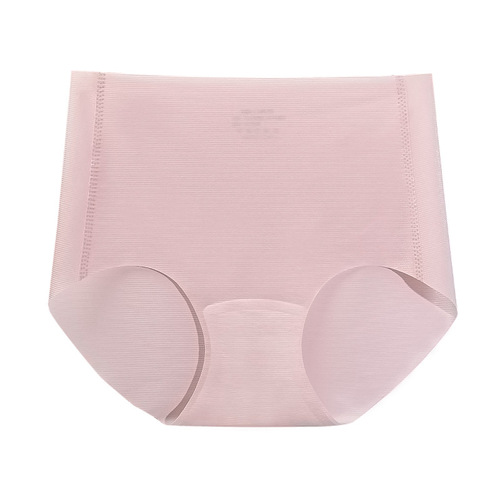 Women's underwear pure cotton antibacterial crotch ice silk seamless high waist summer thin sexy ribbed large size triangle shorts