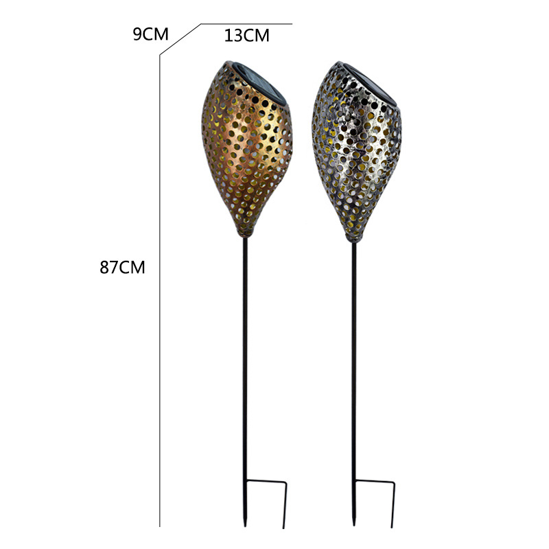 Lámpara de césped solar al aire libre patio tierra camping lámpara LED llama Sol Luna hierro paisaje Lámpara decorativa