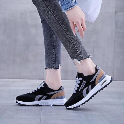 2024 spring new shoes for women, fashionable flat-soled casual trendy junior high school students mesh breathable running sneakers