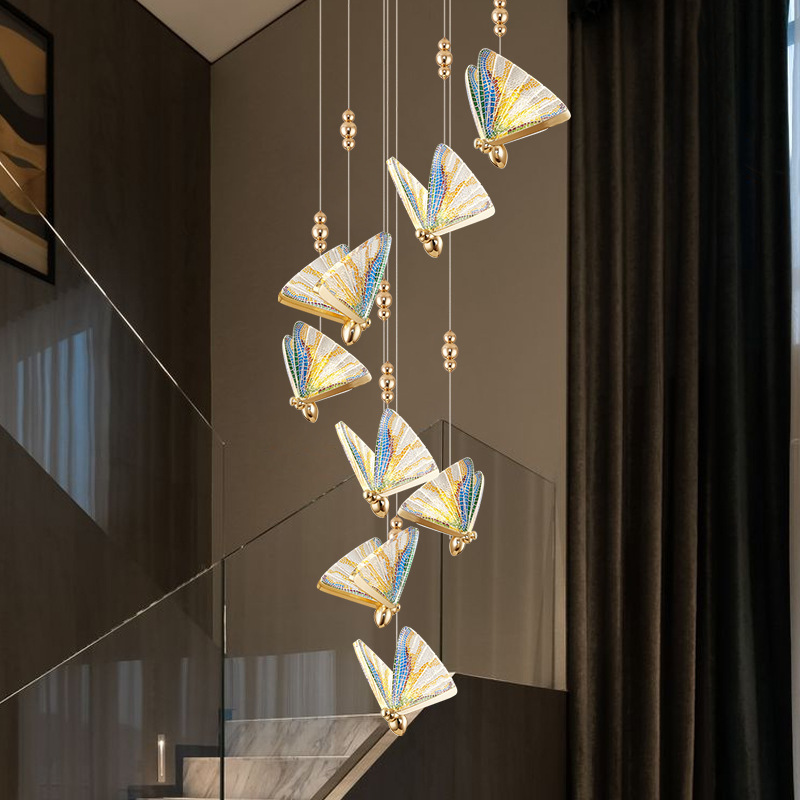 Lámpara de mariposa moderna y minimalista personalidad lámpara de comedor bar cabezal de cama iluminación nórdica mariposa lámpara de escalera dúplex