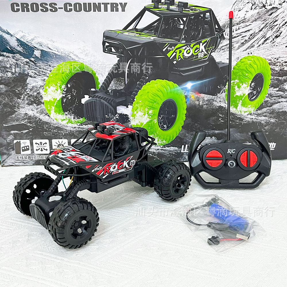 Vehículo de control remoto para niños, vehículo todoterreno de cuatro vías, vehículo de escalada, modelo de automóvil eléctrico, colección de entrenamiento de automóviles de juguete, caja de regalo de inscripción