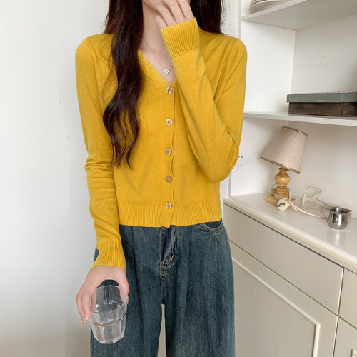 Autumn Collection New Arrival Women's Short Sleeve Knit Top with Long Cardigan Outerwear