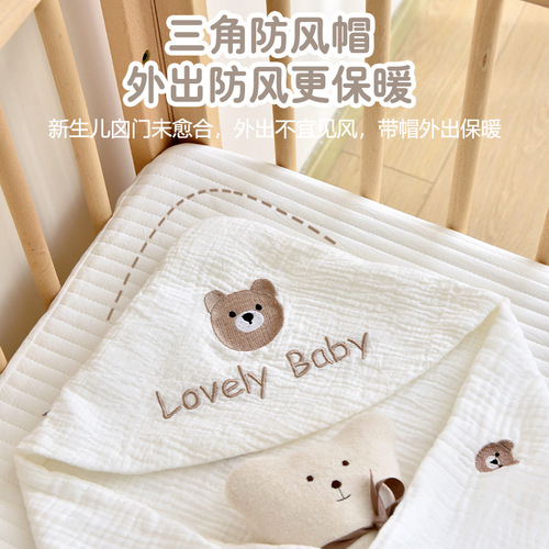 婴儿包巾新生儿纯棉纱布包被初生宝宝抱被纯棉春秋款产房外出包单