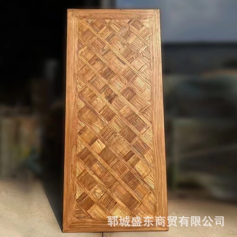 Weathered Old Elm Wood Door Panel Tea Table Dining Table Panel Solid Wood Multi-specification Balcony Bay Window Panel Decoration Spliced Wall Panel